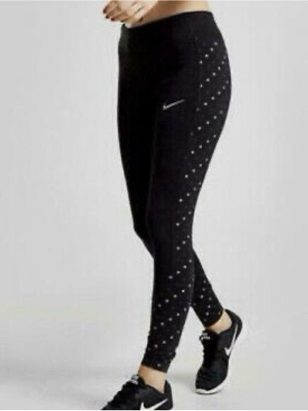 Nike Black Leggings with Silver Dot Accents